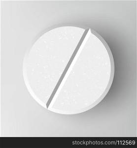 White 3D Medical Pill. White 3D Medical Pill Or Drug Vector Illustration. Graphic Empty Concept. Realistic Tablet