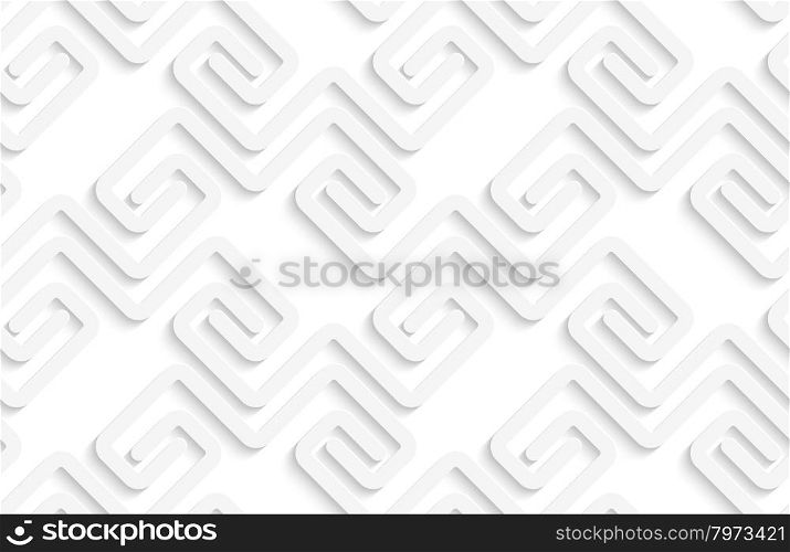 White 3D striped chevron.Seamless geometric background. Modern monochrome 3D texture. Pattern with realistic shadow and cut out of paper effect.