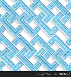 White 3D with colors blue striped brackets.Abstract geometrical background. Pattern with cut out paper effect and realistic shadows.
