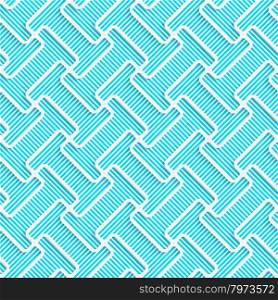 White 3D with colors diagonal T rounded shapes with blue.Abstract geometrical background. Pattern with cut out paper effect and realistic shadows.