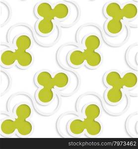 White 3D with colors green clubs.Abstract geometrical background. Pattern with cut out paper effect and realistic shadows.