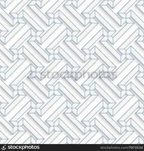 White 3D with colors green contoured T shapes.Abstract geometrical background. Pattern with cut out paper effect and realistic shadows.