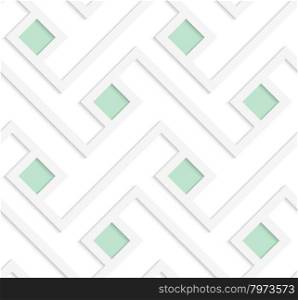 White 3D with colors green squares.Abstract geometrical background. Pattern with cut out paper effect and realistic shadows.