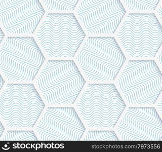 White 3D with colors hexagonal grid.Abstract geometrical background. Pattern with cut out paper effect and realistic shadows.