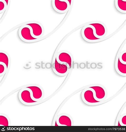 White 3D with colors pink arcs.Abstract geometrical background. Pattern with cut out paper effect and realistic shadows.