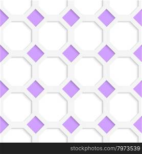 White 3D with colors purple diamonds.Abstract geometrical background. Pattern with cut out paper effect and realistic shadows.