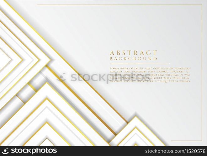 White abstact square overlap layer gold metallic design with space for content. vector illustration.