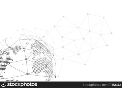 White abstract background vector. Gray abstract. Modern design background for report and project presentation template. Vector illustration graphic. Dot line and circular. Technology connection global