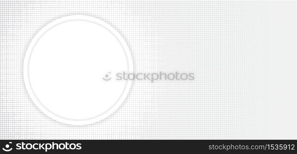 White abstract halftone background circle frame space for content overlap design. vector illustration.