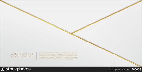 White abstract luxury gold line overlap layer letter shape concept. vector illustration.