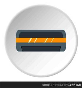 White air conditioner machine icon in flat circle isolated on white vector illustration for web. White air conditioner machine icon circle