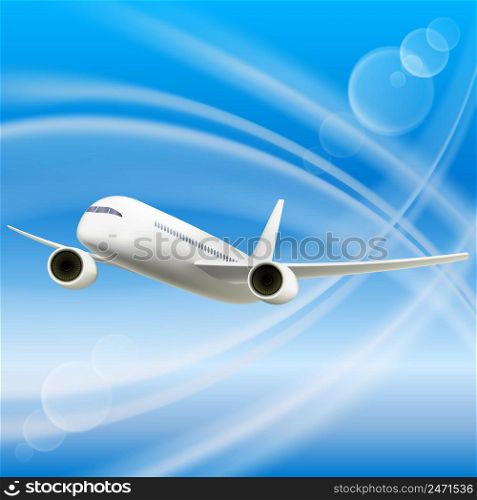 White Airplane in sky. Cool Vector illustration. EPS10 opacity