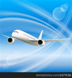 White Airplane in sky. Cool Vector illustration. EPS10 opacity