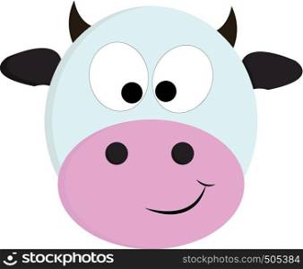White and black cute cow vector illustration on white background.