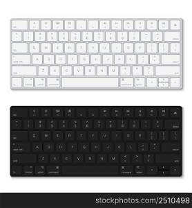 White and black keyboard isolated on white background, vector illustration