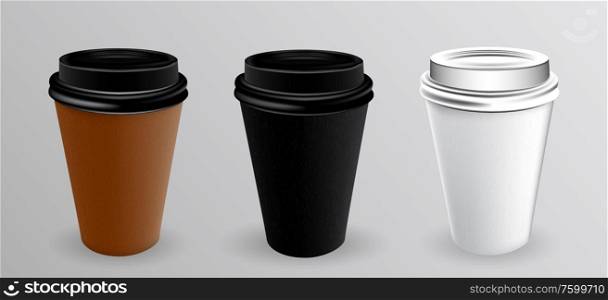 White and black paper cup for hot. Vector Illustration. EPS10. White and black paper cup for hot. Vector Illustration
