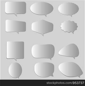 white and blank speech bubbles on gray background. speech bubble for your web site design, logo, app, UI. set of abstract white speech bubbles.