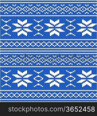 White and blue knitted seamless pattern
