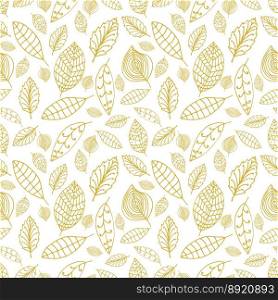 White and gold seamless pattern with leaves styles vector image