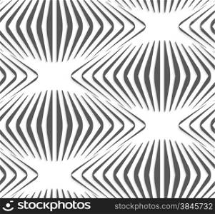 White and gray background with cut out of paper effect. Modern 3D seamless pattern.Paper cut out vertical gray onion shapes.