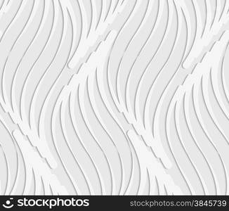 White and gray background with cut out of paper effect. Modern 3D seamless pattern.Paper cut out abstract wavy leaves.