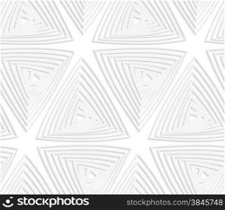 White and gray background with cut out of paper effect. Modern 3D seamless pattern.Paper cut out offset triangles.