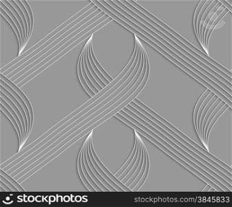 White and gray background with cut out of paper effect. Modern 3D seamless pattern.Paper cut out striped shapes.