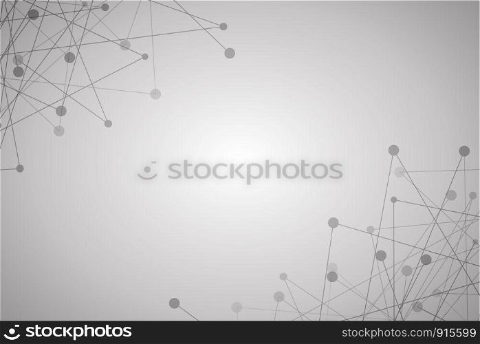 White and grey abstract background with line dot network graphic design vector for presentation. Background and abstract concept