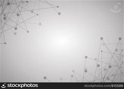 White and grey abstract background with line dot network graphic design vector for presentation. Background and abstract concept