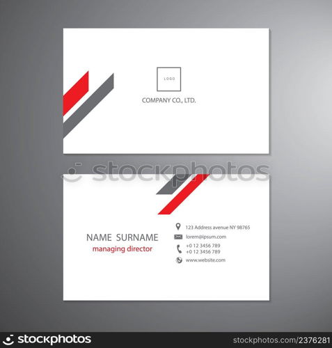 White and red business cards set technology template vector design