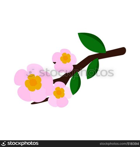 White apple flowers branch icon in isometric 3d style on a white background. White apple flowers branch icon