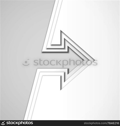 White arrow with cut paper layers and shadows