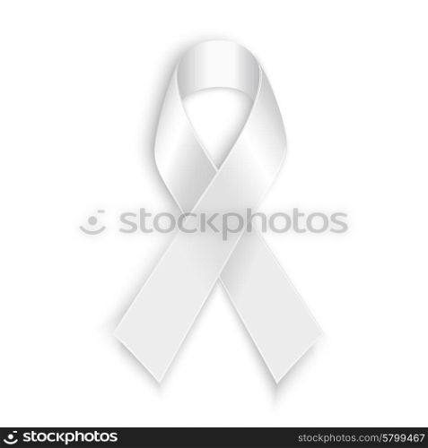 White awareness ribbon. White awareness ribbon with shadow isolated on white background.