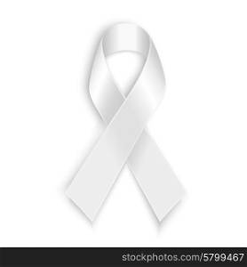 White awareness ribbon. White awareness ribbon with shadow isolated on white background.