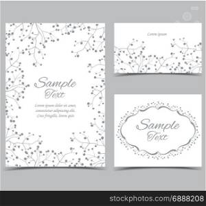 White background with flowers. Vector illustration of gypsophila flower. White background with flowers. Set of greeting cards