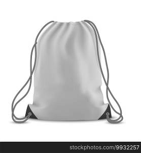 White backpack bag. Sport bag mockup on white background. Backpack bag isolated