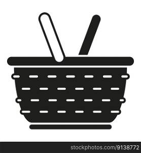 White basket icon simple vector. Wicker straw. Handle design. White basket icon simple vector. Wicker straw