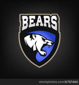 White bears. sport team emblem. Design element for logo, label, emblem, sign. Vector illustration.