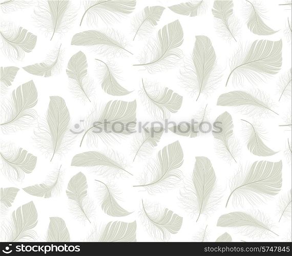 White bird light feather plumage seamless pattern background vector illustration