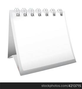 White blank calendar with spiral metal bound pages