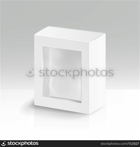 White Blank Cardboard Rectangle Vector. Realistic 3D Isolated Illustration. Soft Shadow. White Blank Cardboard Rectangle Vector. Realistic White Package Box.