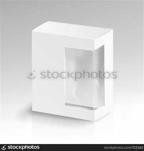 White Blank Cardboard Rectangle Vector. Realistic Mock Up White Package Box.. White Blank Cardboard Rectangle Vector. Realistic White Package Box.