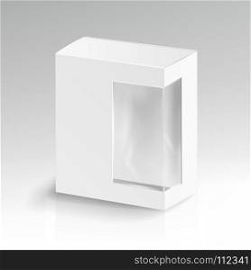 White Blank Cardboard Rectangle Vector. Realistic Mock Up White Package Box.. White Blank Cardboard Rectangle Vector. Realistic White Package Box.