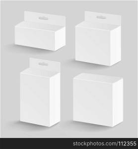 White Blank Cardboard Rectangle Vector. White Blank Cardboard Rectangle Vector. Realistic White Package Box.