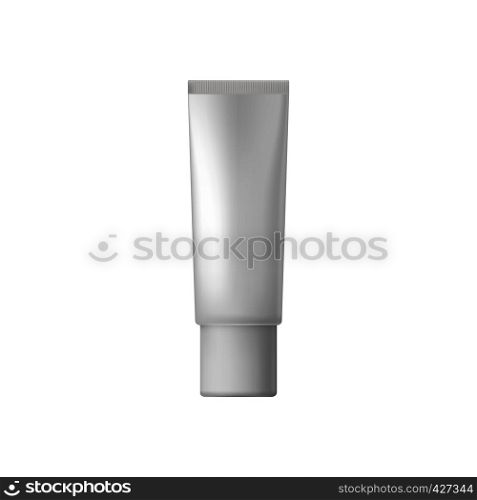 White blank cosmetic tube on a white background. White blank cosmetic tube