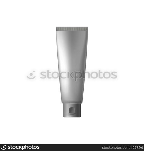 White blank cosmetic tube on a white background. White blank cosmetic tube