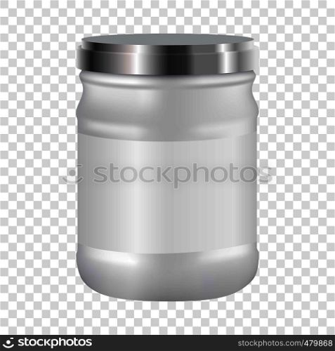 White blank cosmetic with silver lid mockup. Realistic illustration of white blank cosmetic with silver lid vector mockup for web. White blank cosmetic with silver lid mockup