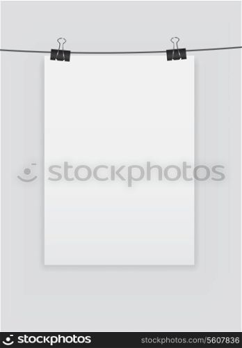 White blank page with clip vector illustration.