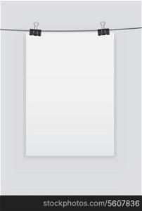 White blank page with clip vector illustration.