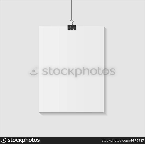 White Blank Page with Clip Vector Illustration. EPS10